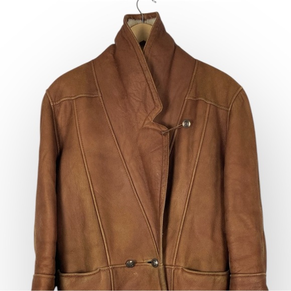 Vintage Ardney Authentic Shearling Lined Genuine Leather Double Breasted Coat - Picture 6 of 10